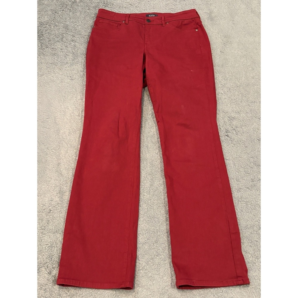 NYDJ Marilyn Straight Leg Red Lift Tuck Technology Pants Size 8 Stretch Cotton